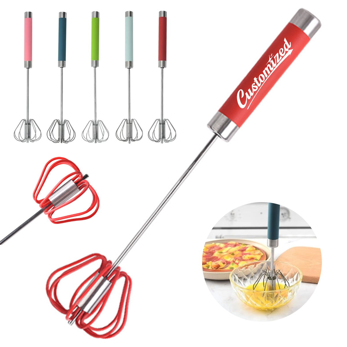 10inch Manual Rotating Egg Beater with Non-Slip Handle 5