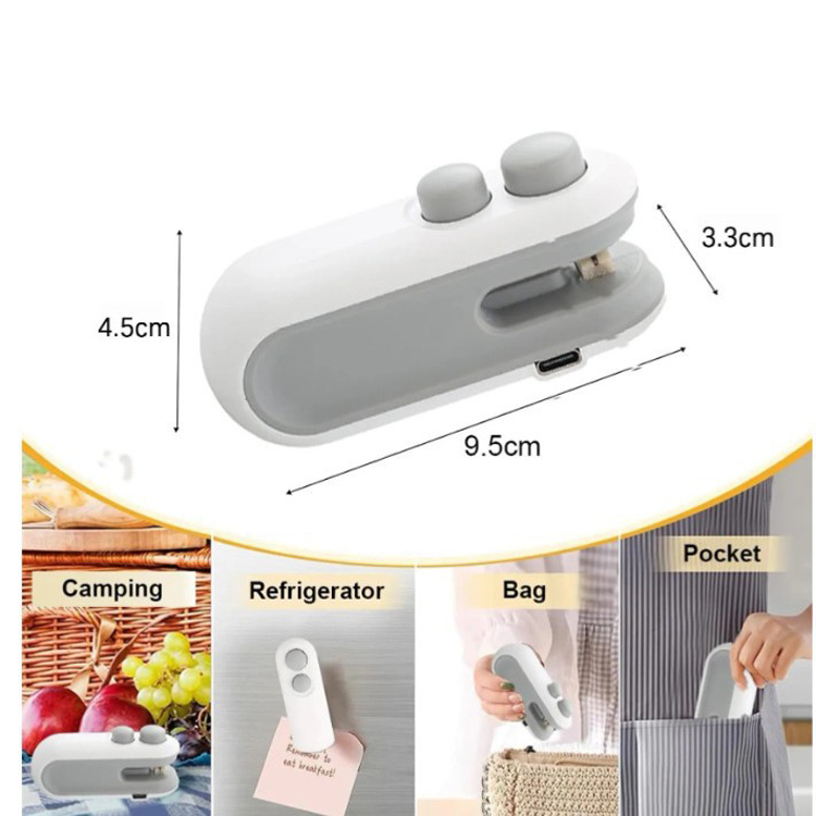 Indispensable kitchen accessory 2 In 1 Mini Bag Sealer With Blade And Magnetic Back Design 2