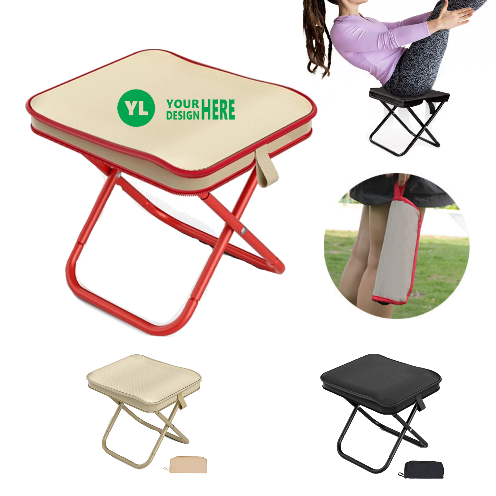 Full Color Portable Tote Bag Foldable Stool MOQ 50 2