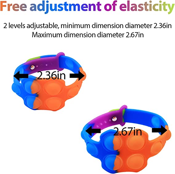 Push Pop Bubble Sensory Fidget Hand Finger Press Silicone Bracelet / Adjustable Buckle 12
