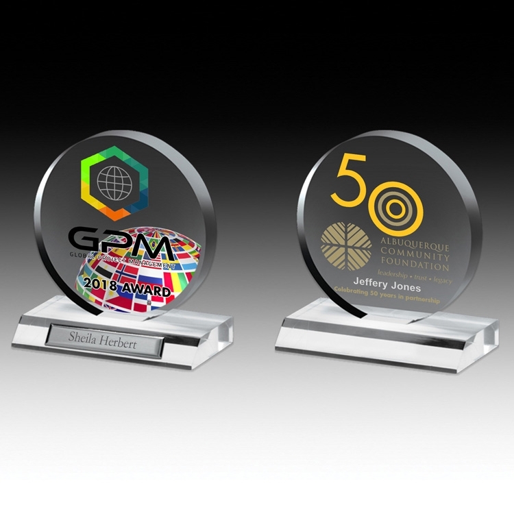 Clear Circle Award - 5" Dia - 4 Color Process 2