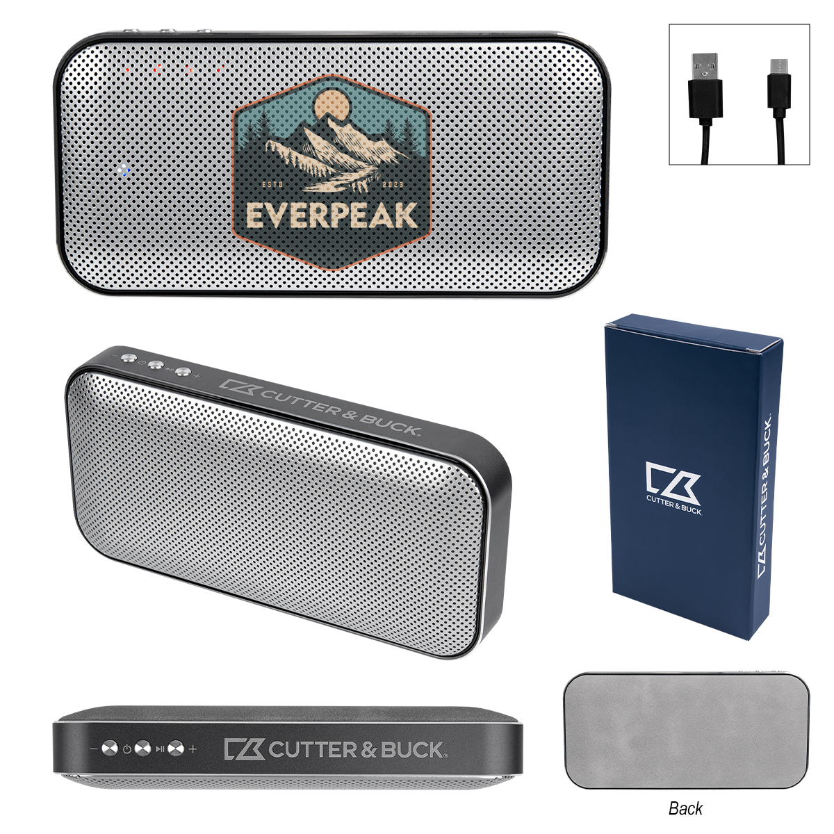 Cutter & Buck® Aluminum Suede Speaker And Power Bank 4
