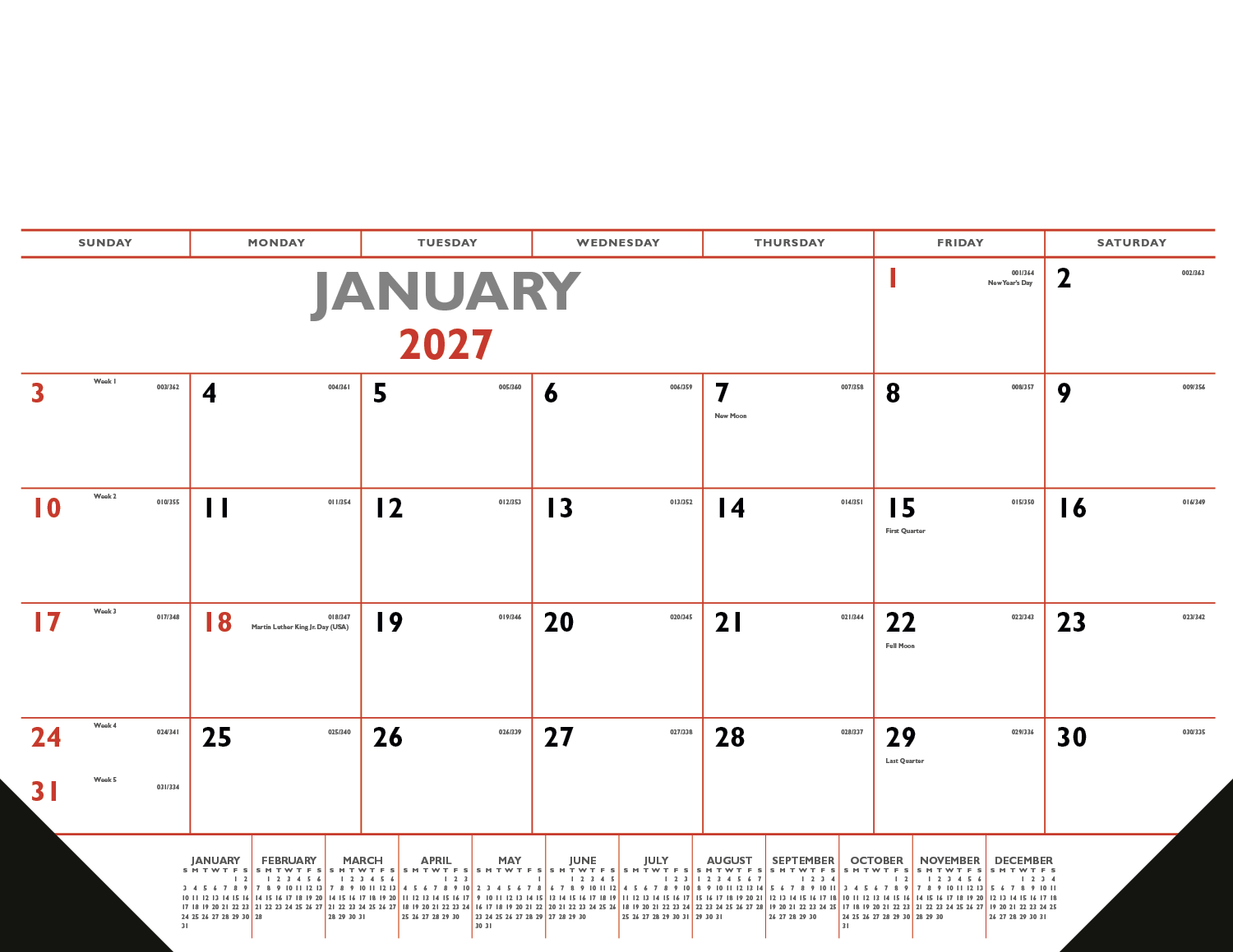 Triumph® Calendars Red & Black Desk Pad with Vinyl Corners 6