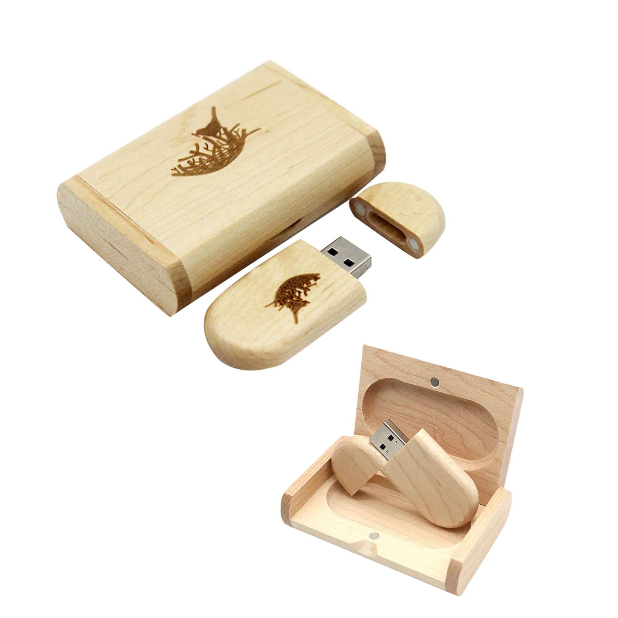 Wooden USB Flash Disk With Magnetic Closure 1