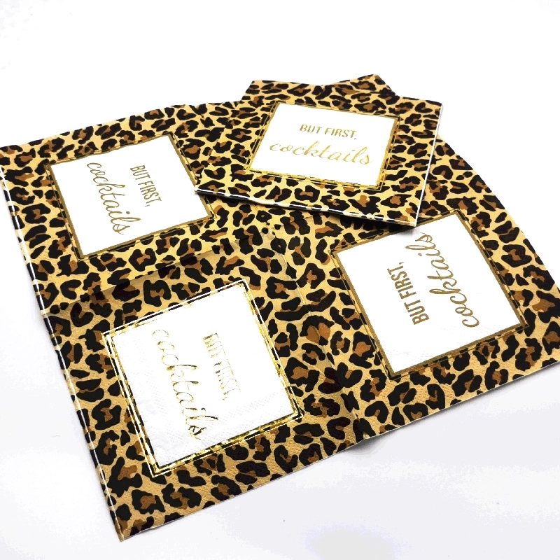 Custom Gold Foil Cheetah Print Paper Napkins 6