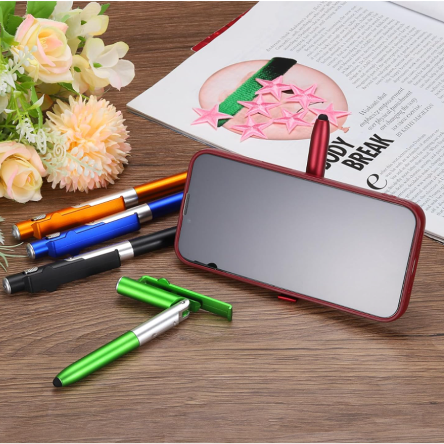LED Phone Holder Touch Screen Capacitive Ballpoint Pens 2