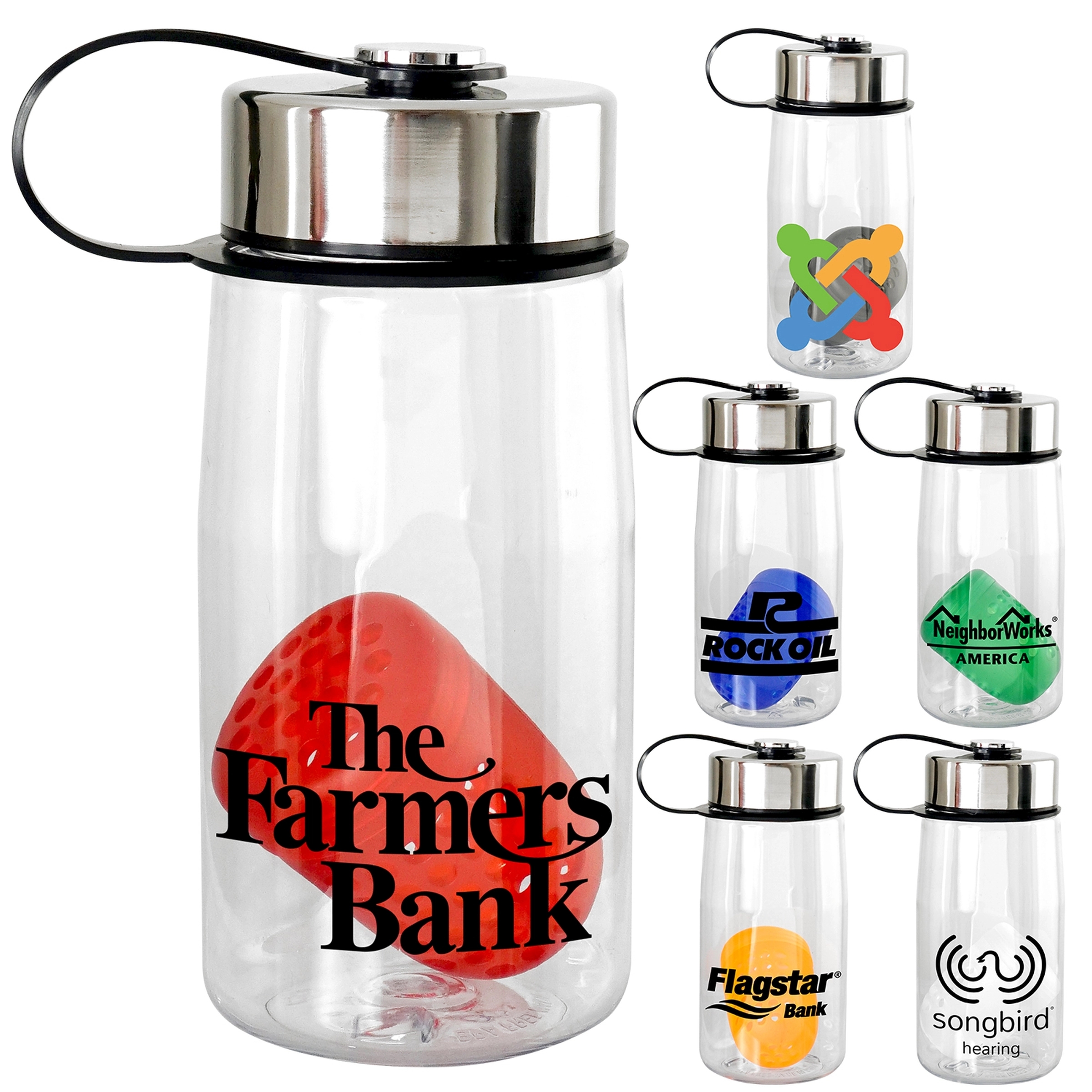 Metal Lanyard Lid 18 oz. Recycled Bottle with Floating Infus