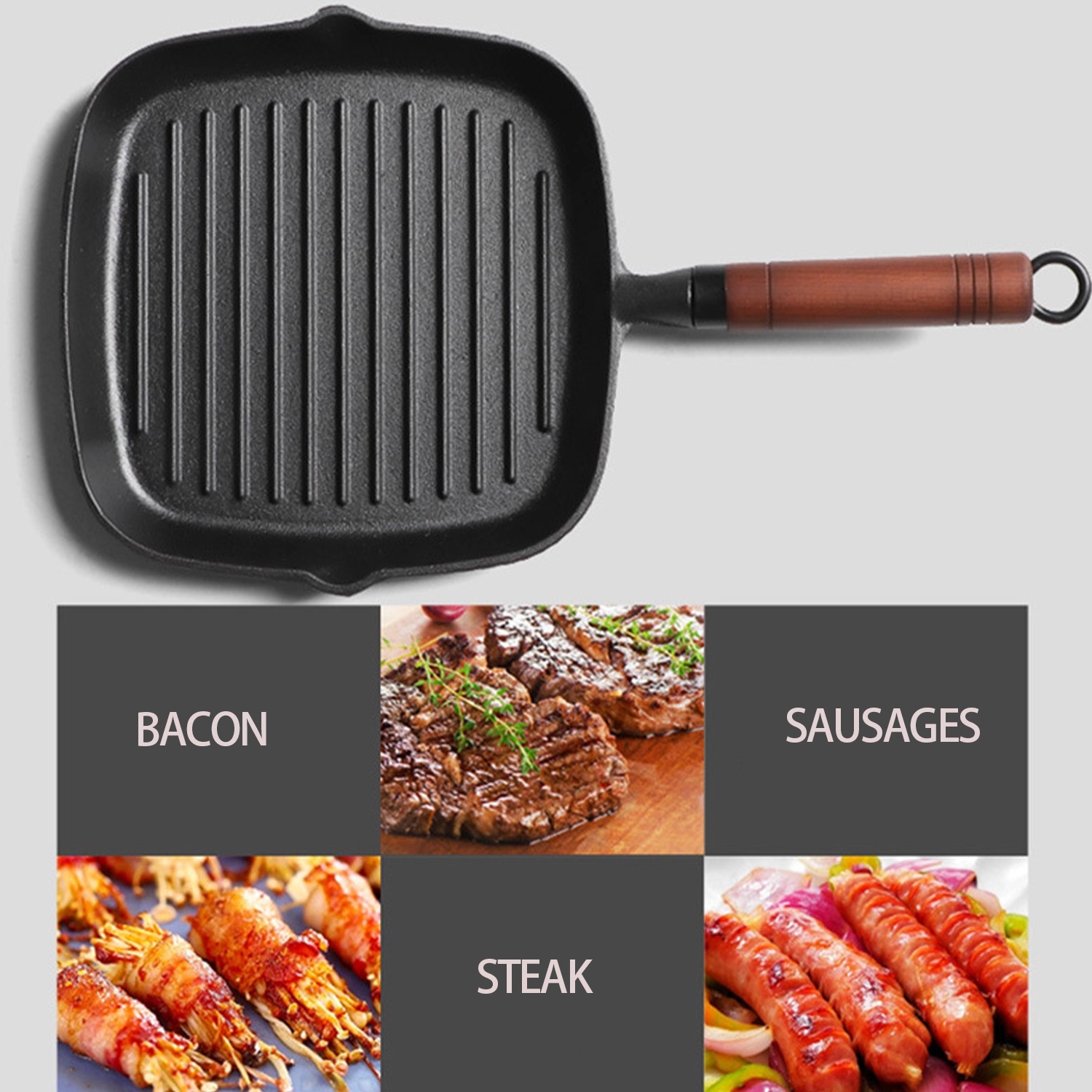 Household Frying Pan With Wooden Handle 2