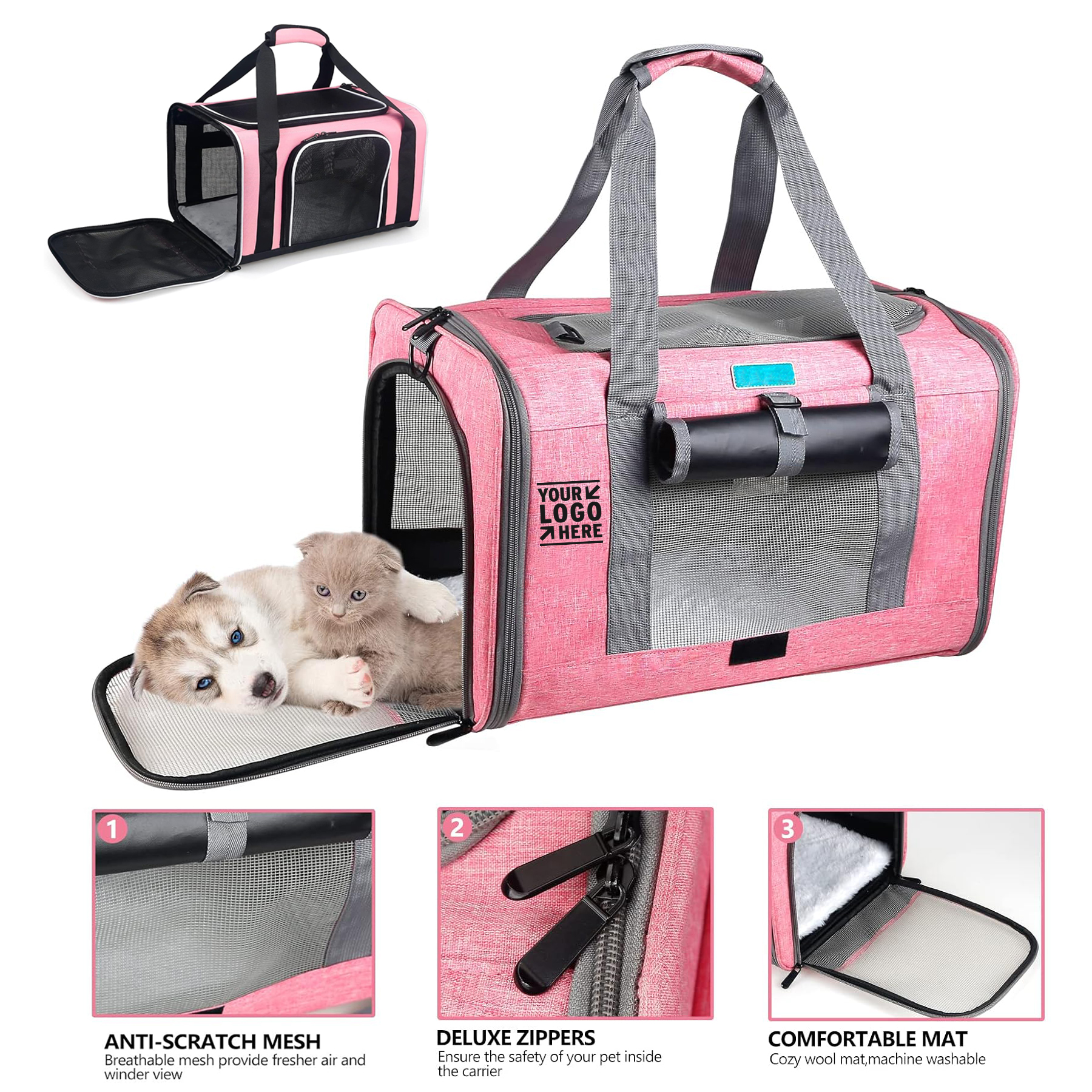 20 lbs Removable TSA Airline Approved Foldable Soft Edge Pet Travel Medium Large Cat Carrier 2