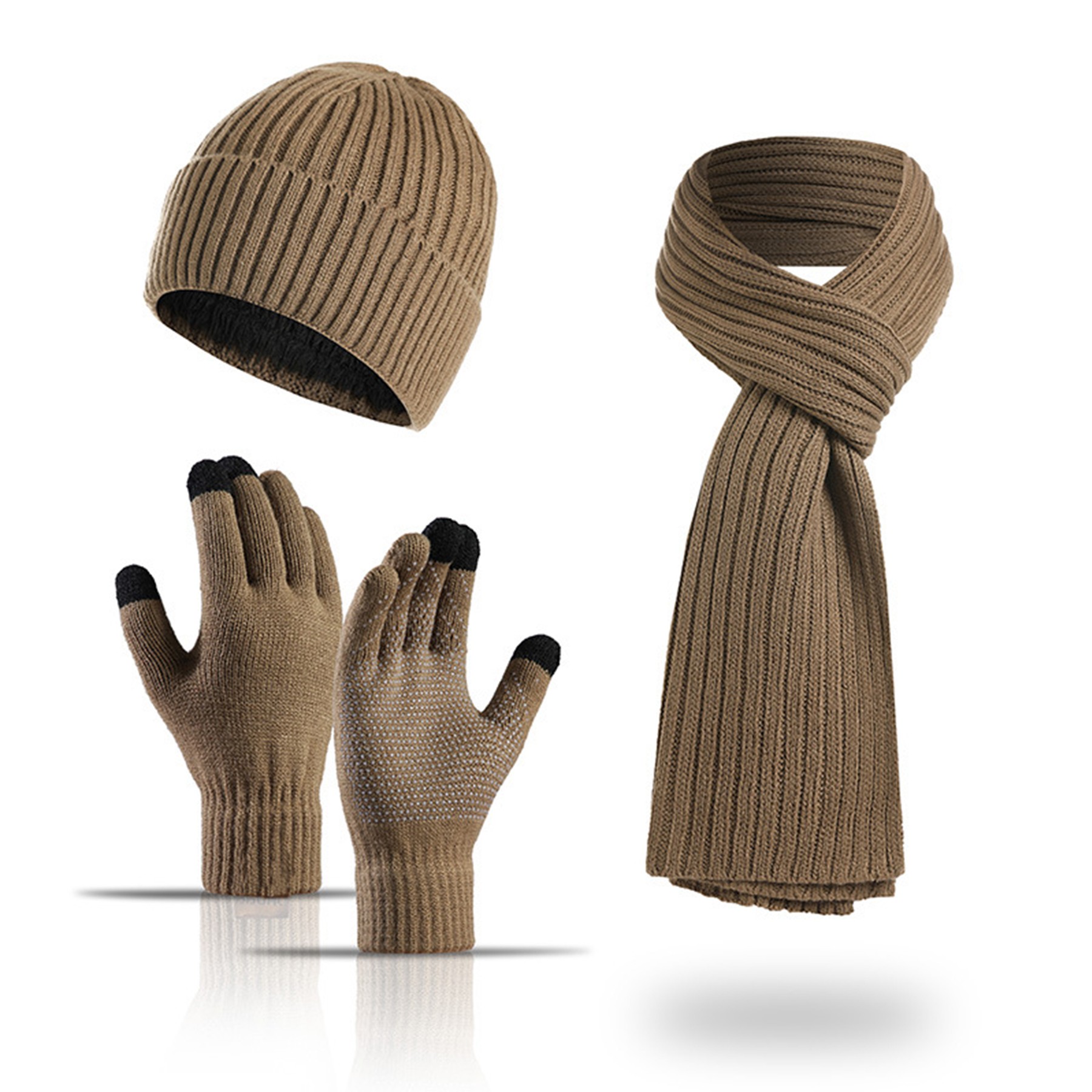 3 Piece Rib Knit Winter Set 1