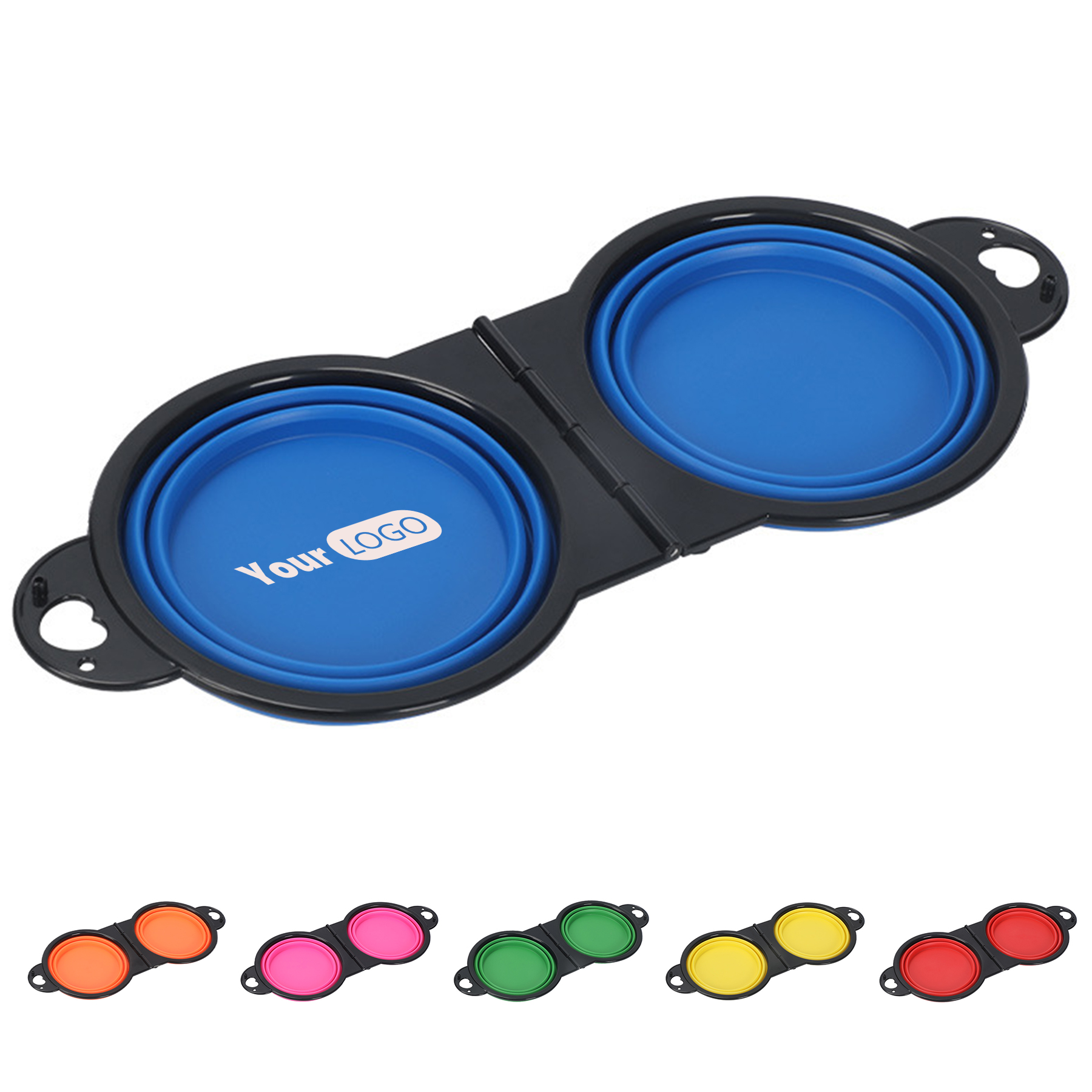 Silicone Portable Outdoor Pet Folding Double Bowl 2