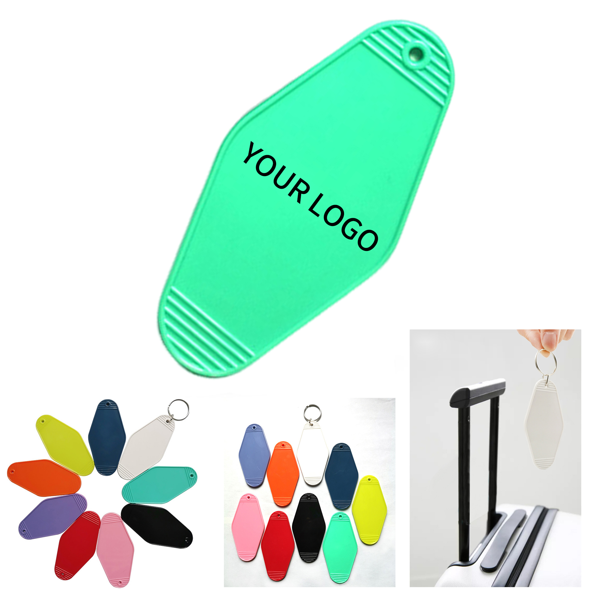 ABS Plastic Retro Hotel Keychain Tag Diamond Shape 3.54" 1