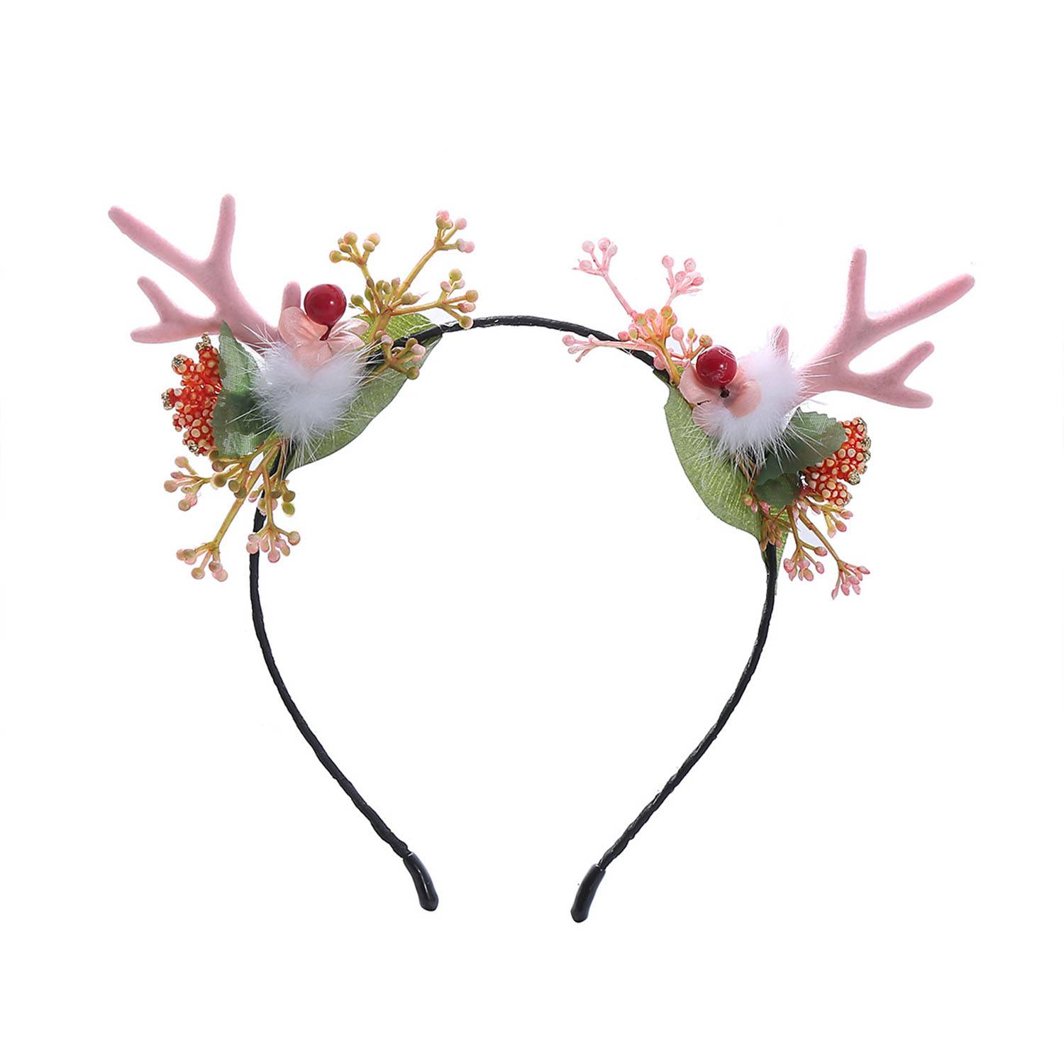 Cute headgear pink flocking elk Halloween headband 5