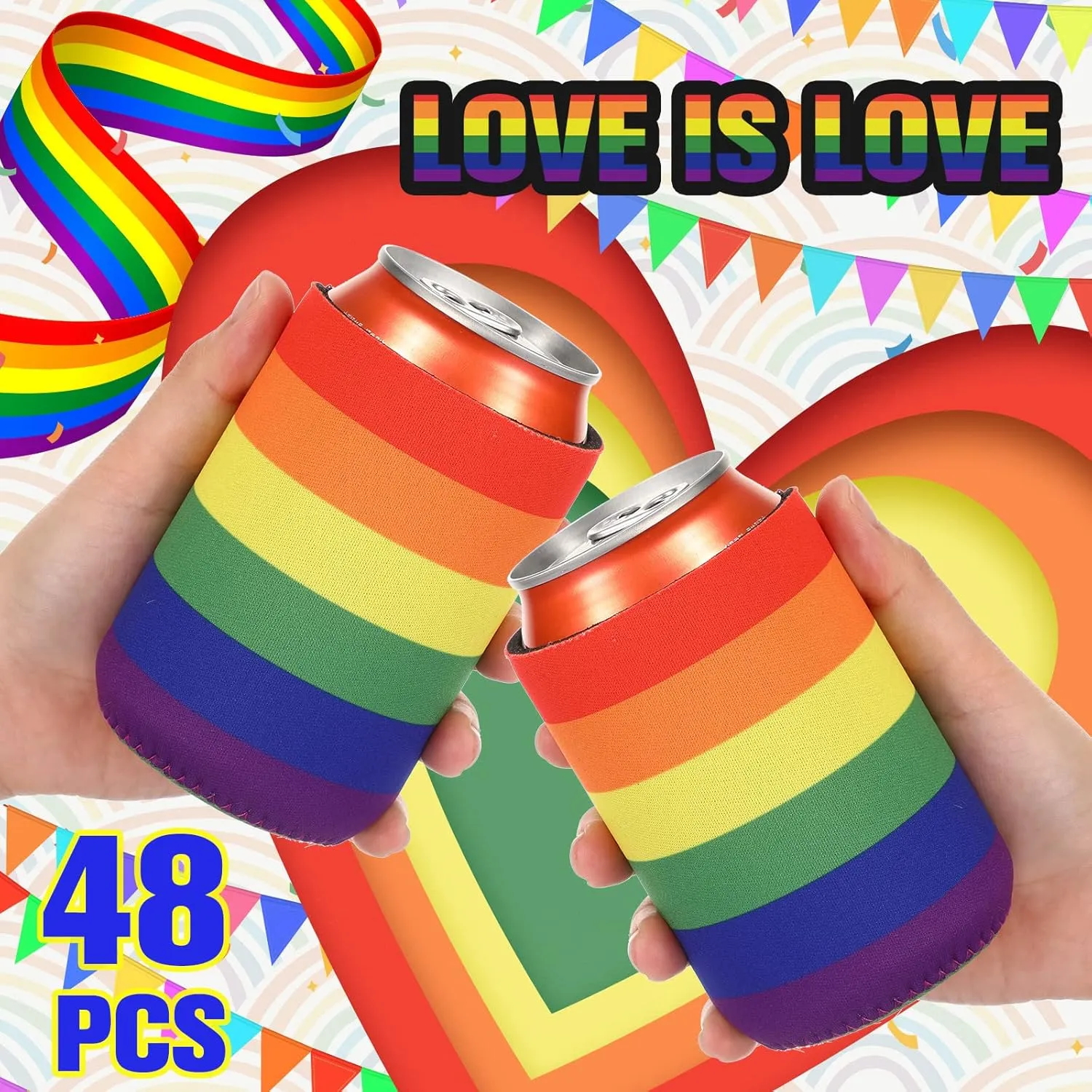 Rainbow Pride Collapsible Foam Can Cooler 5