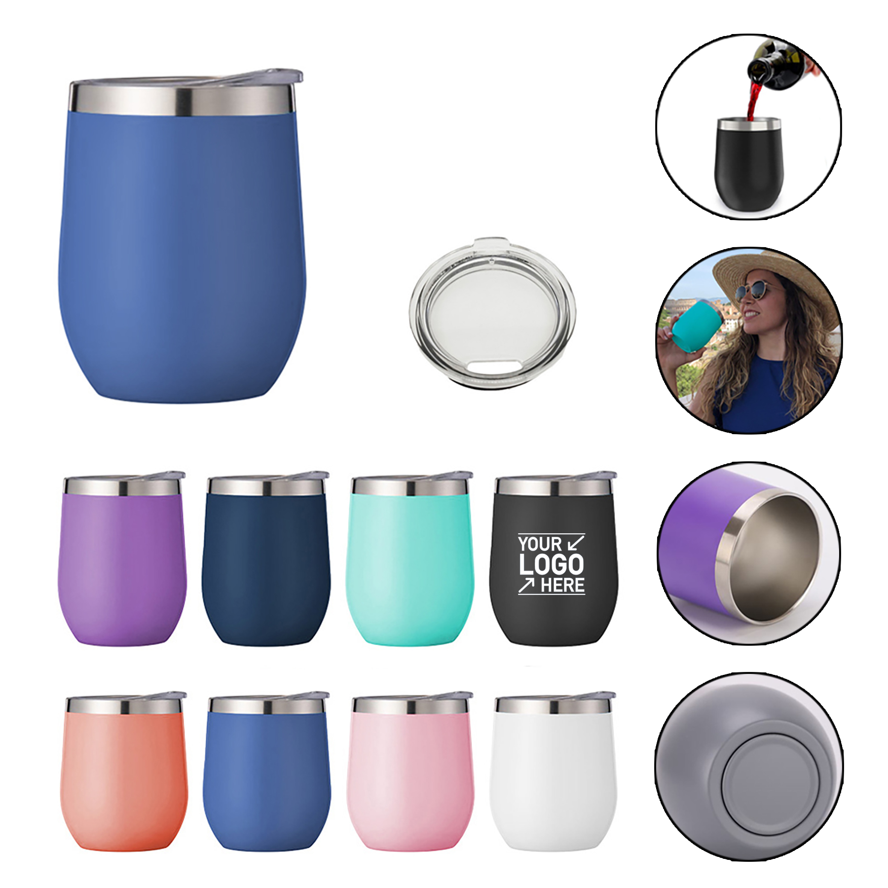 12 oz. Double Walled Stainless Steel Vacuum Wine Cup 2