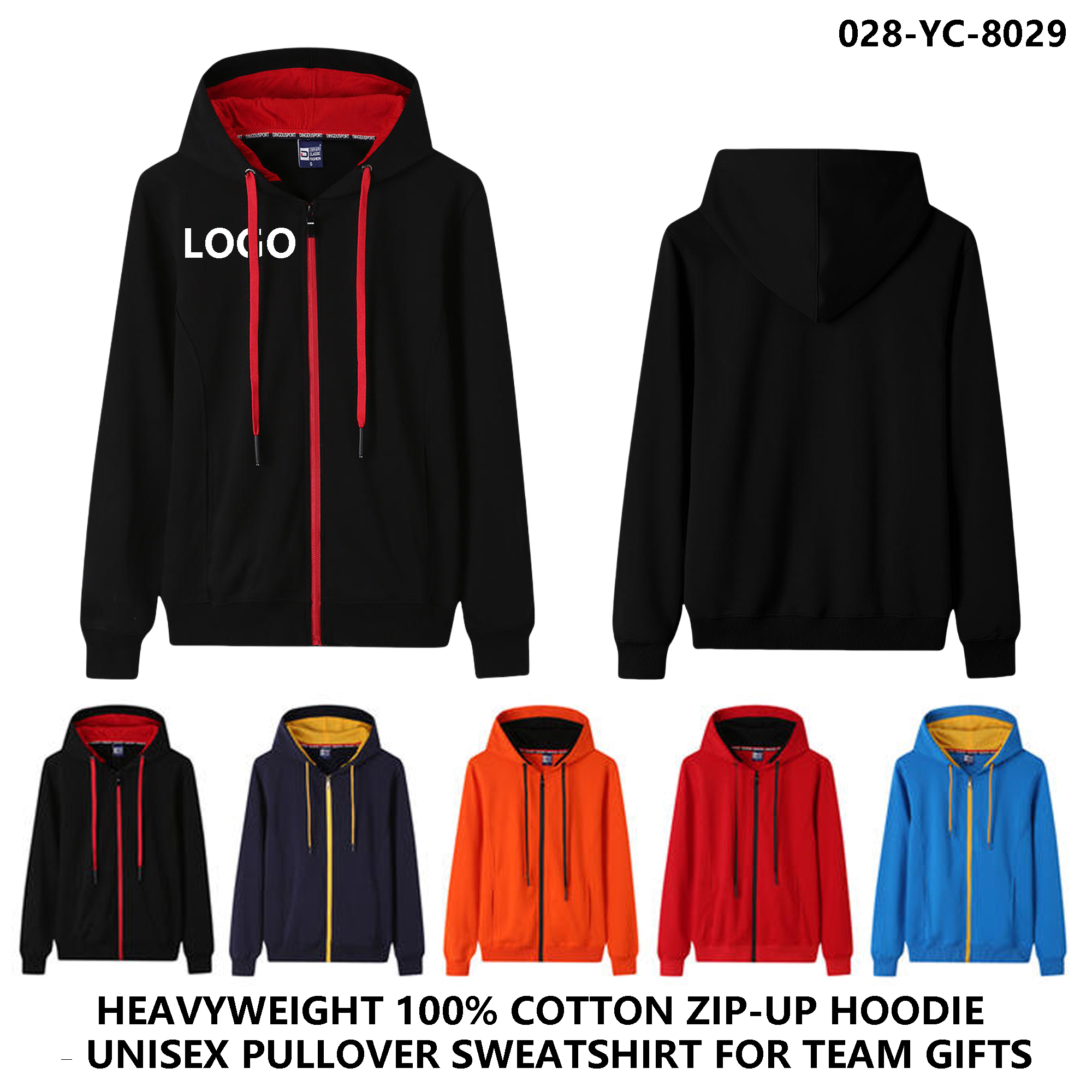 Personalized Logo Lightweight Cotton Zip Hoodie -Jacket?CColor Block 2