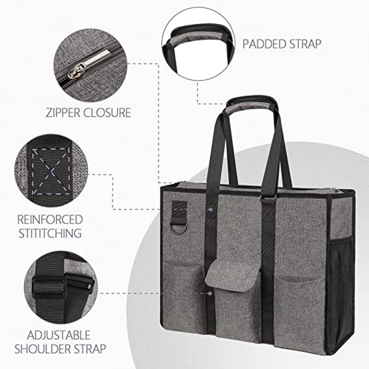 Custom Utility Water Resistant Zipper Tote Bag 2
