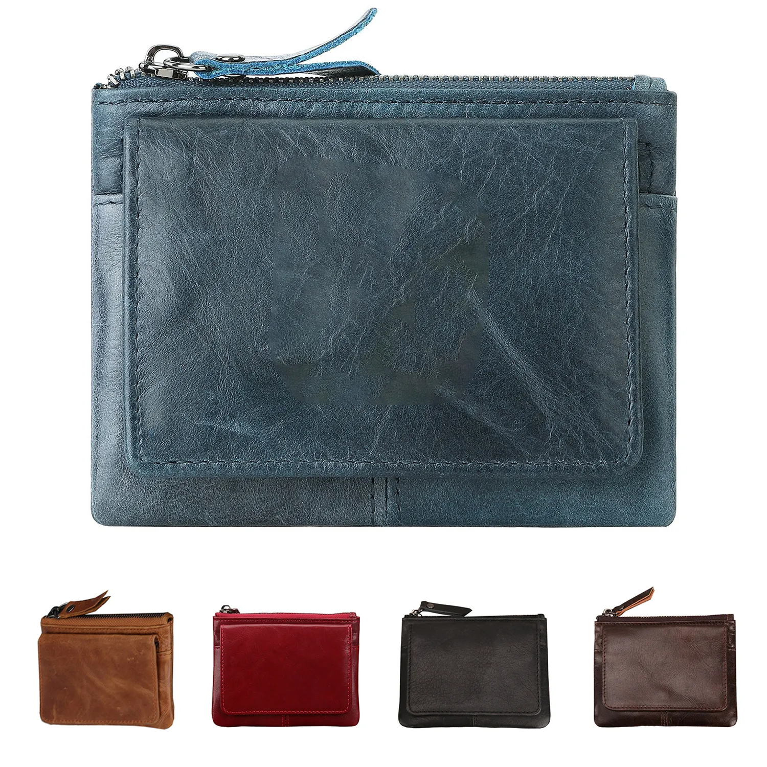Leather 2 Zipper Coin Purse Wallet With Card Slots and More 4