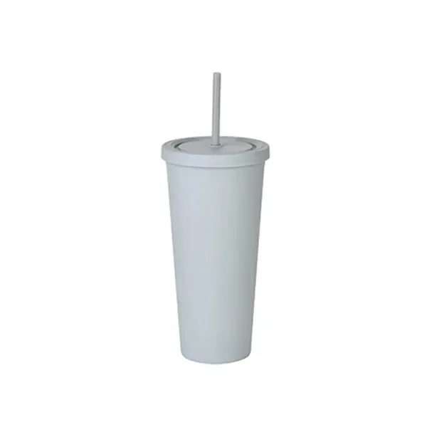24oz Insulated Tumbler - Double Wall with Lid & Straw 1