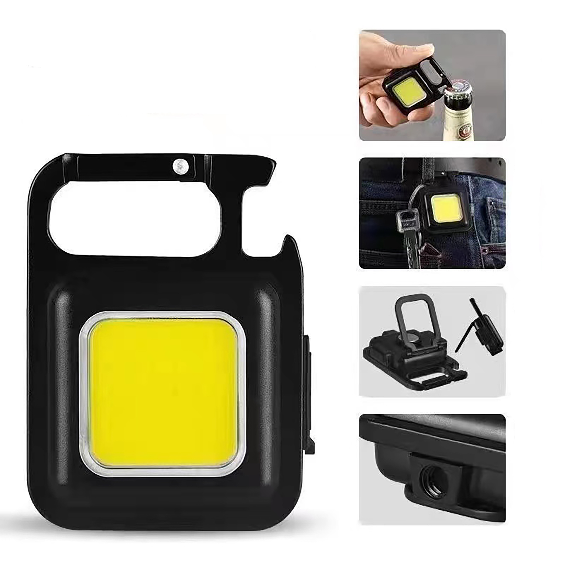 Pocket Led Flashlight with Folding Bracket Bottle Opener and Magnet Base for Running/Finishing 20