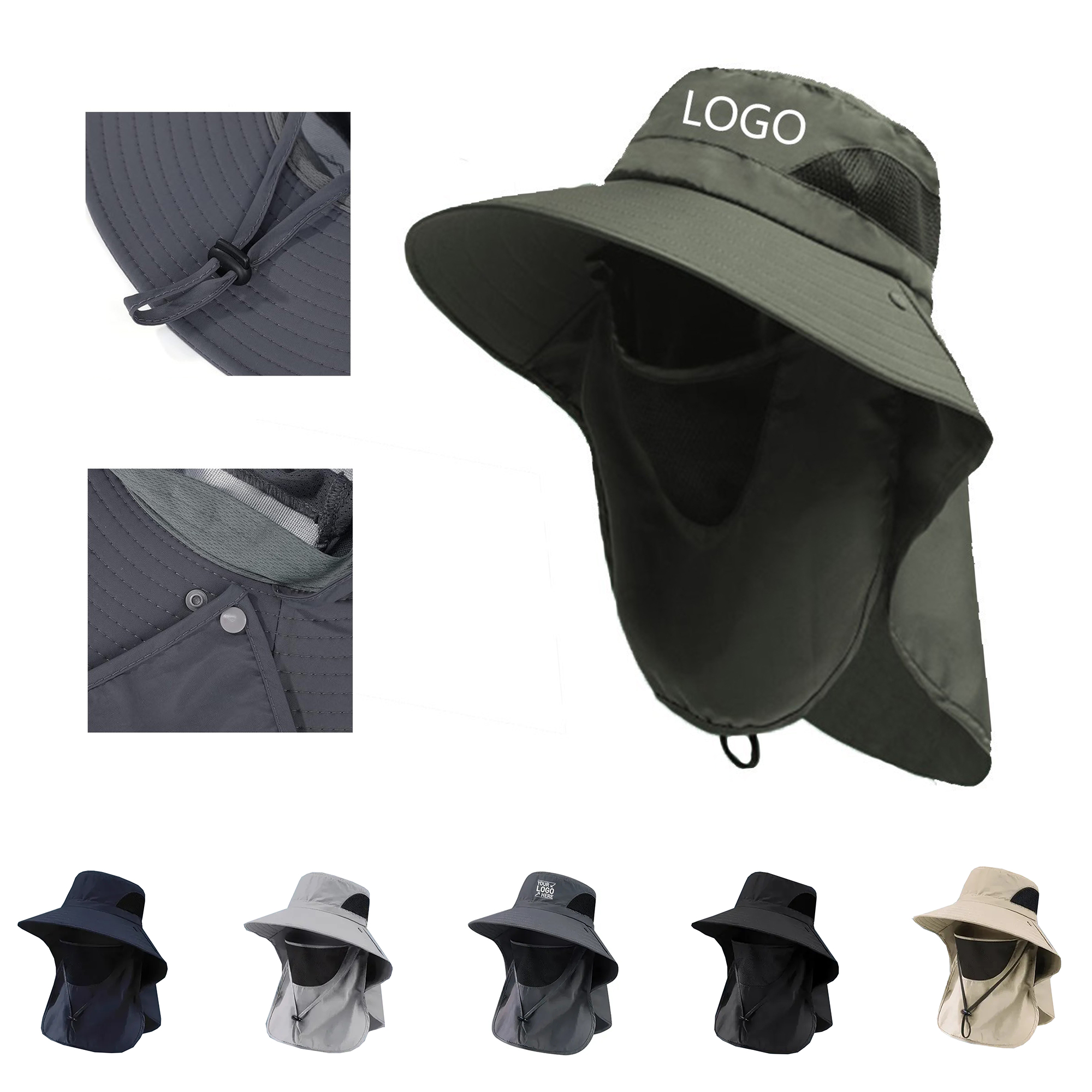 Men's Summer Sun Hat Detachable Fishing Hiking Cap 8