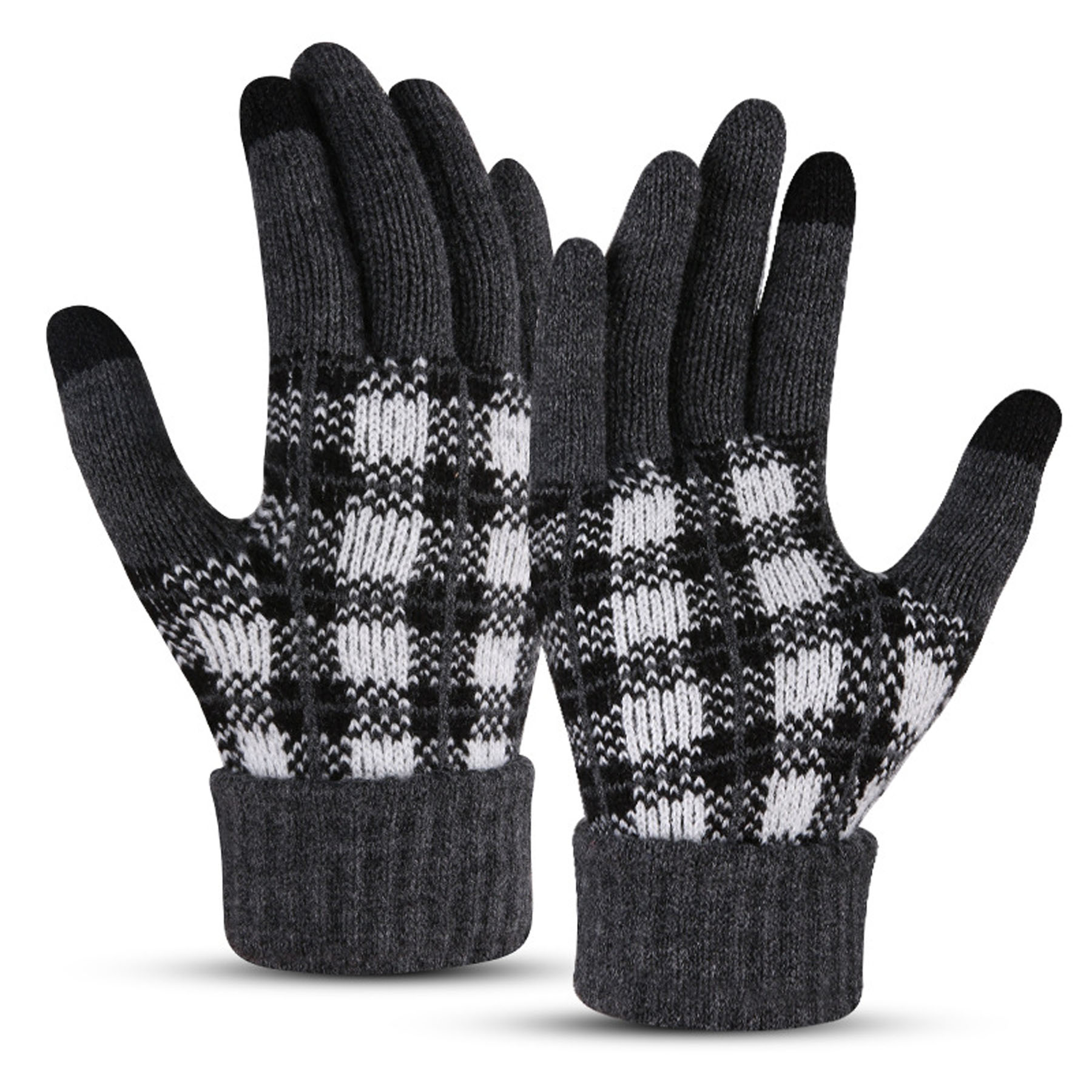 Winter Plaid Fleece-Lined Gloves 2