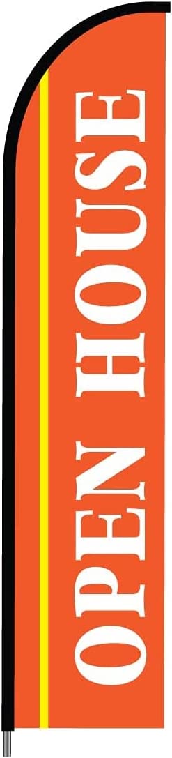 Open House Sign Banner Real Estate 15ft Feather Swooper Flag Kit - Orange outdoor banners 1