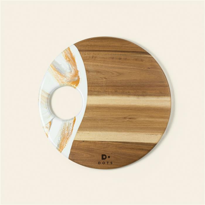 Large Round Acacia Board With Dip Holder 4