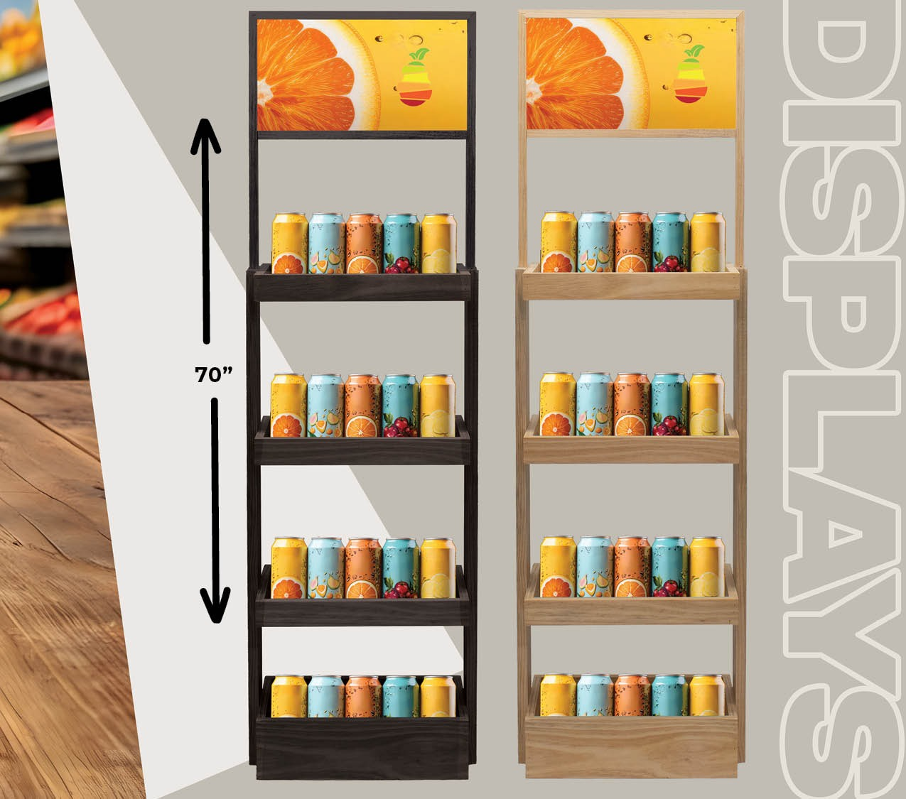 4-Shelf Wood Display Stand