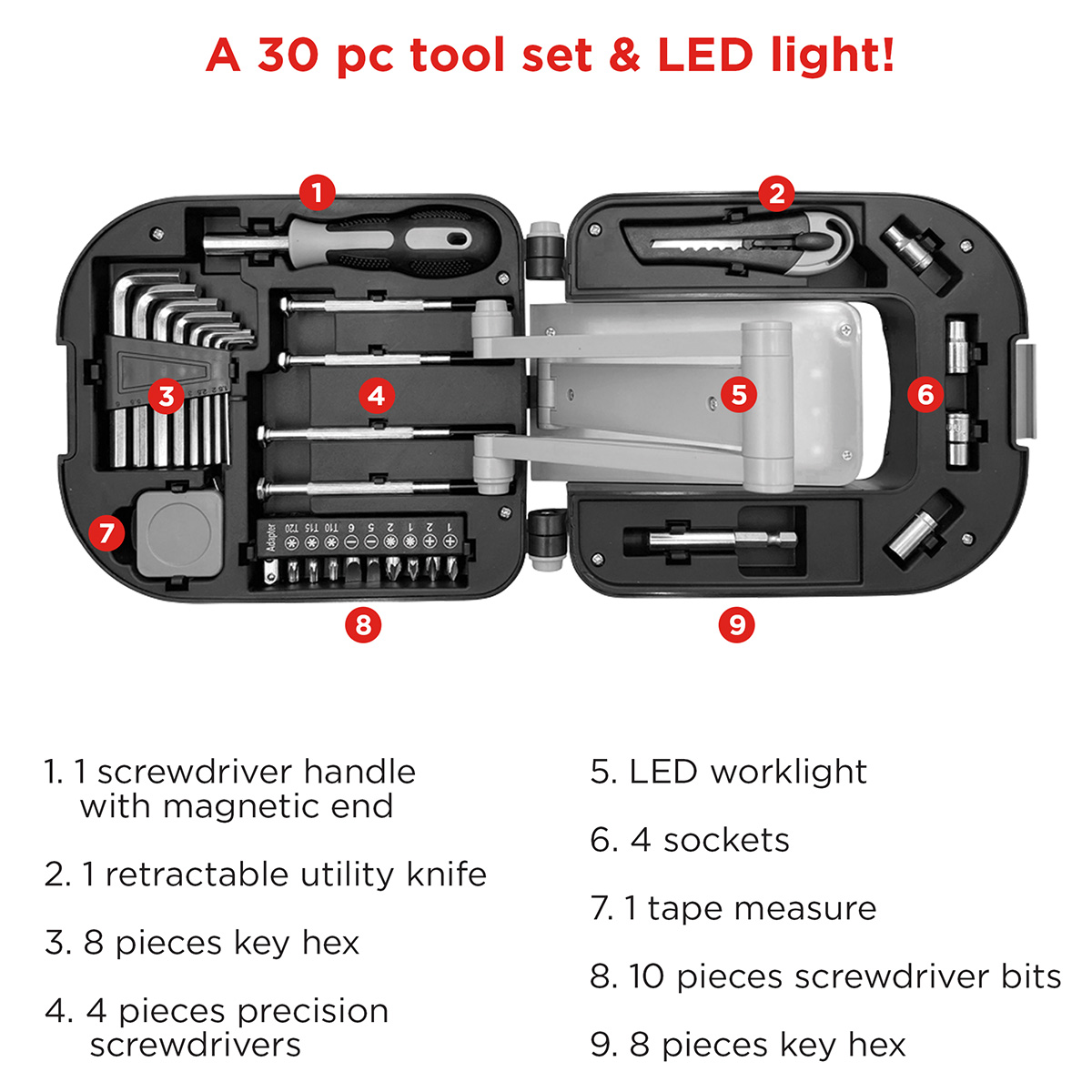 Best Buddy Tools ® Retractable LED Worklight Tool Kit 4