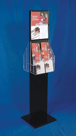 Black Acrylic Floor Literature Display with 8 5x11 Sign Holders