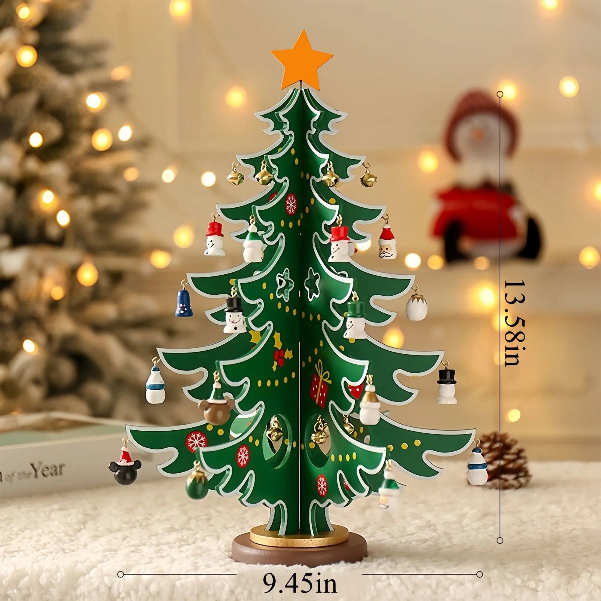 Mini Wooden Christmas Tree Desktop Ornament Hanging Decor 6