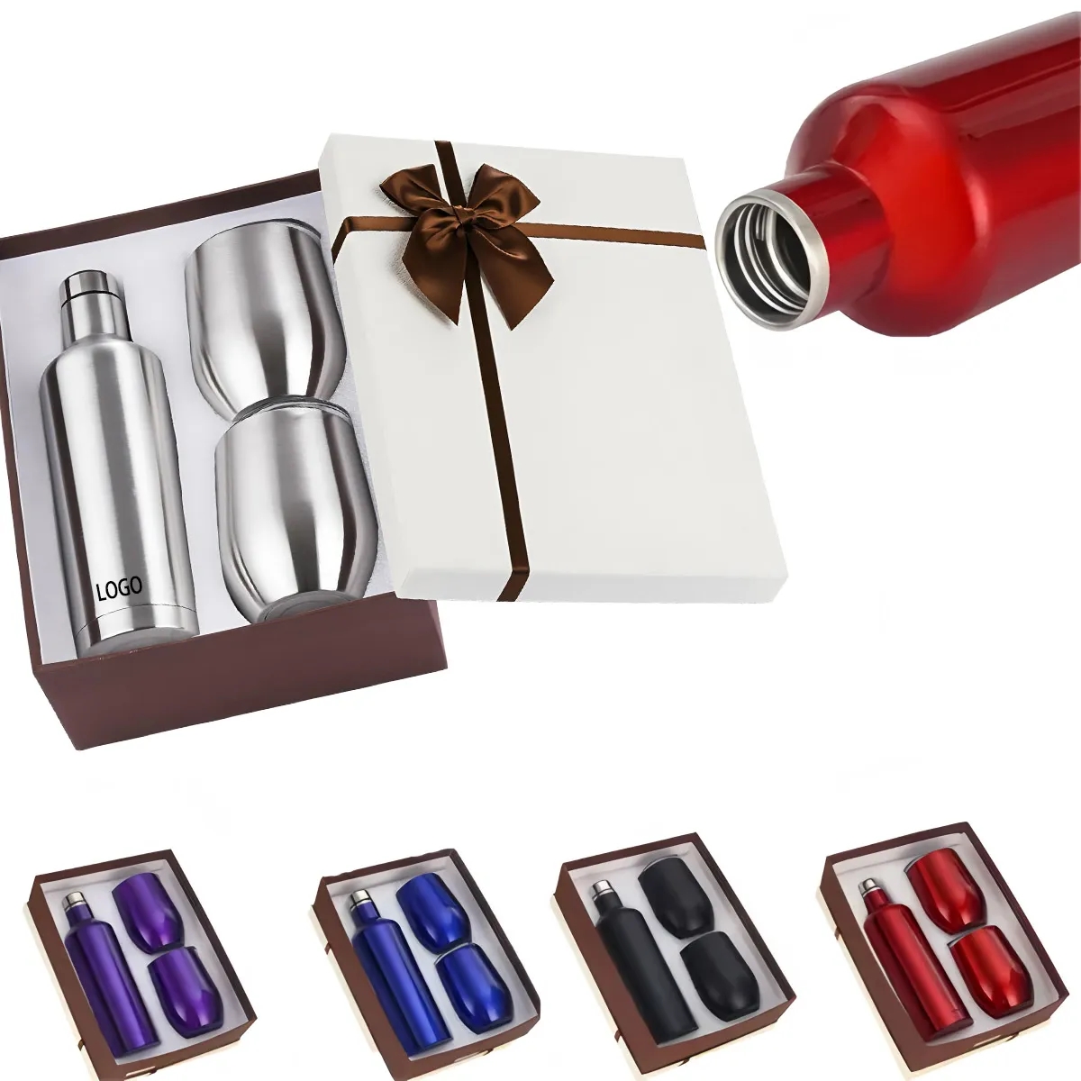 Stainless Steel Insulated Wine Bottle and Tumbler Set 6