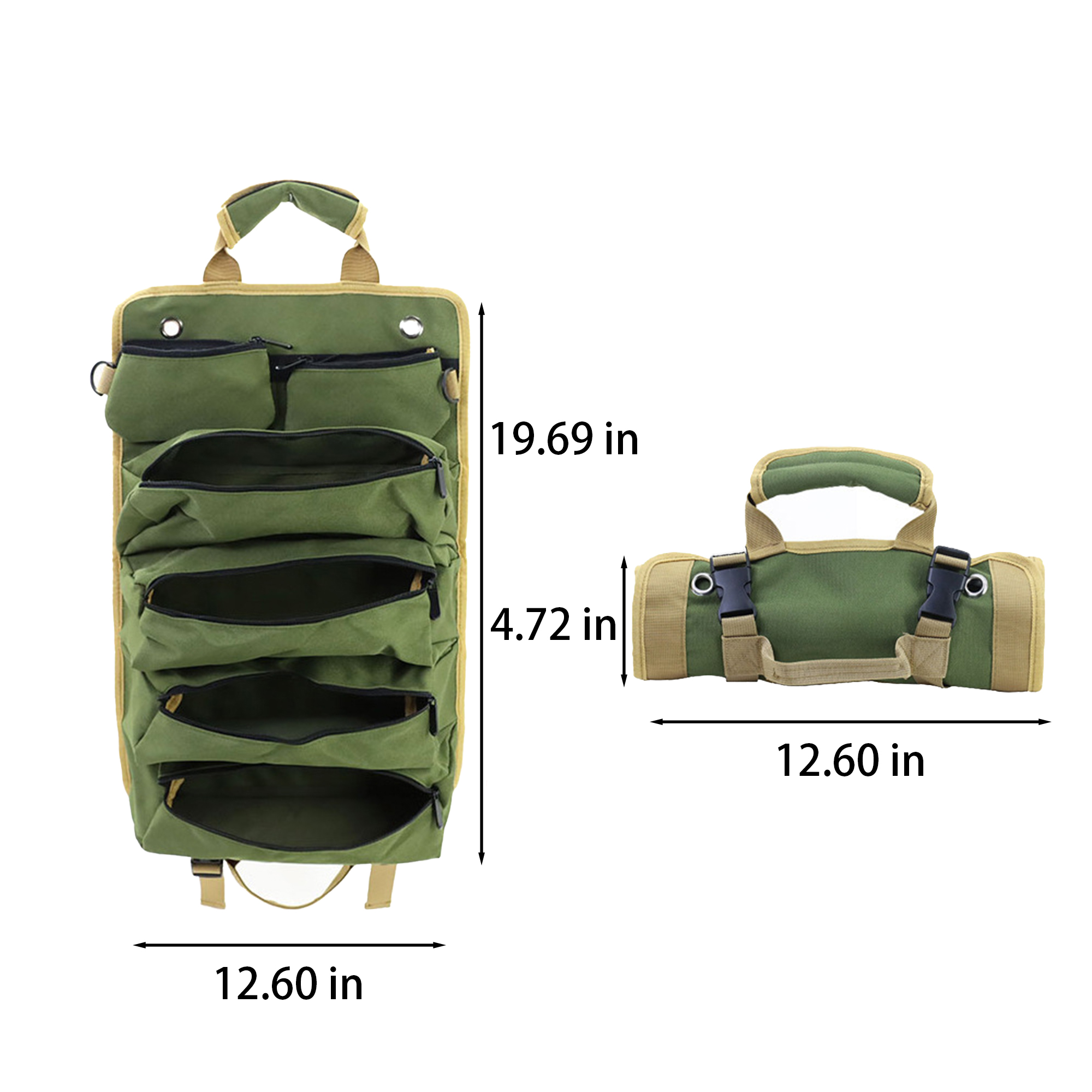 Oxford Roll-Up Tool Bag With Multiple Compartments 3