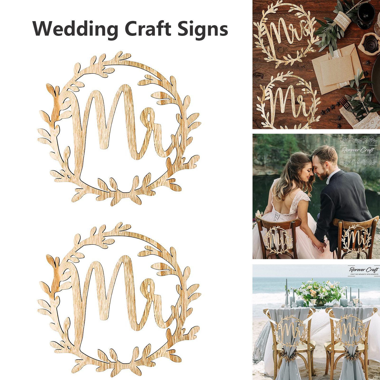 Forever Craft Bride and Groom Chair Signs