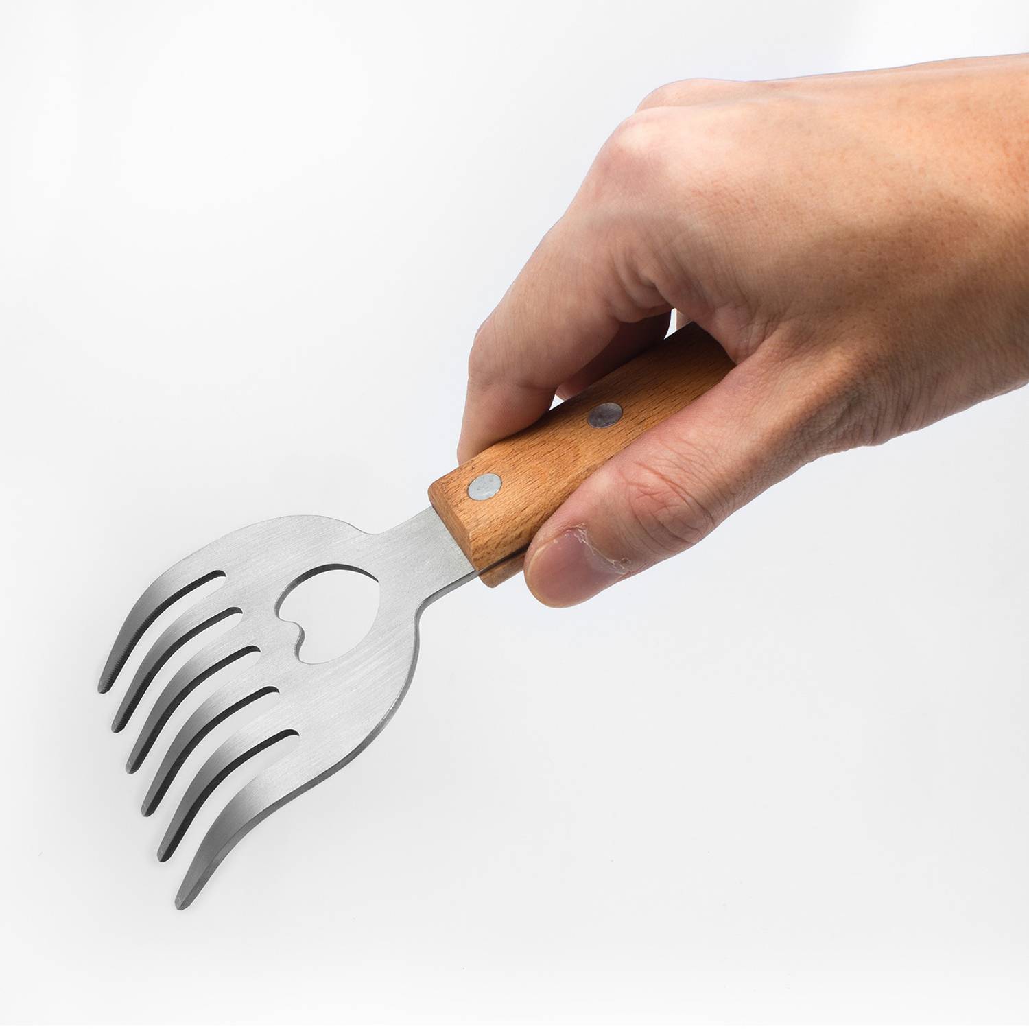 Wooden Handle Stainless Steel Bear Claw Cooked Meat Shredder 4