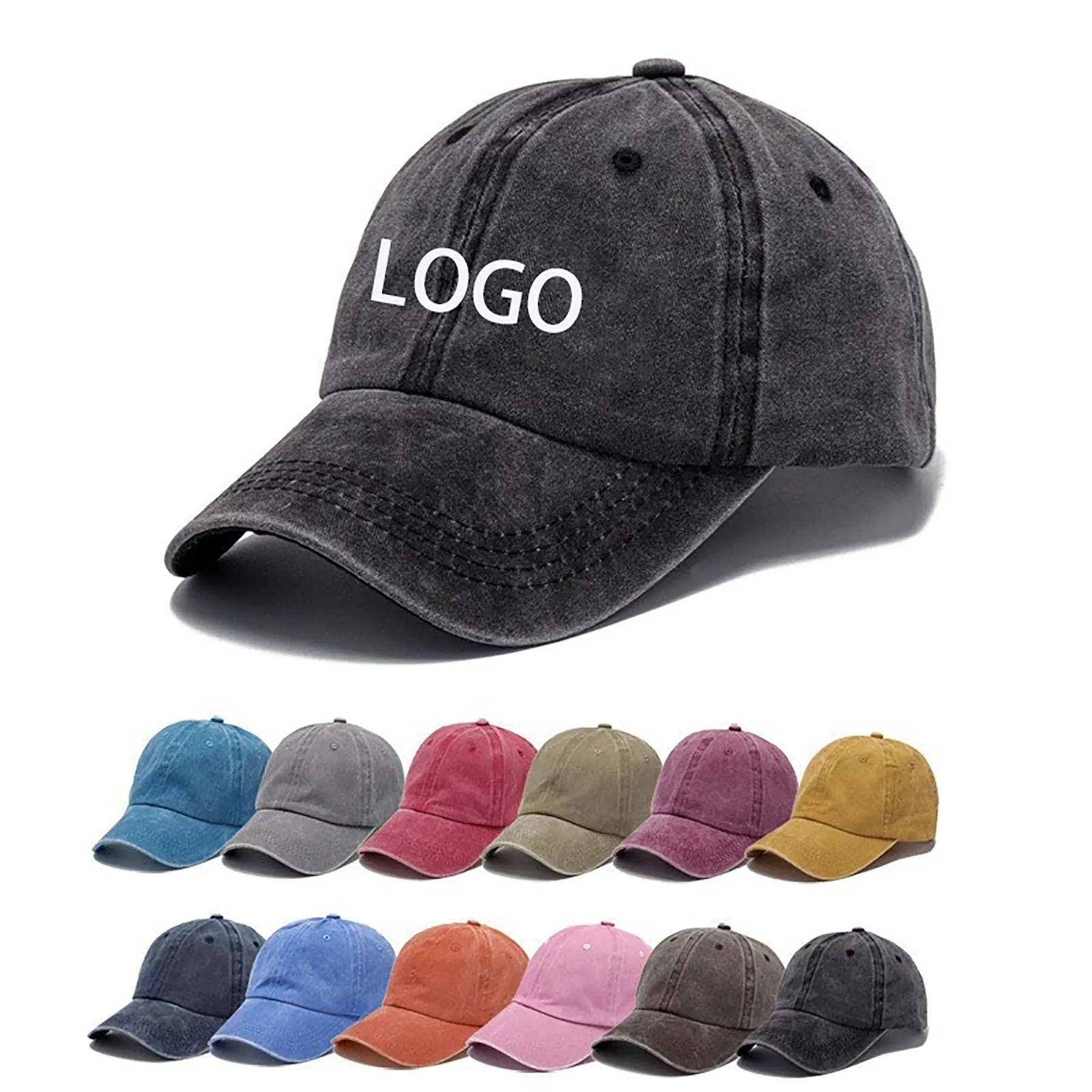 Washed Pigment Dyed Cotton Dad Baseball Cap 14