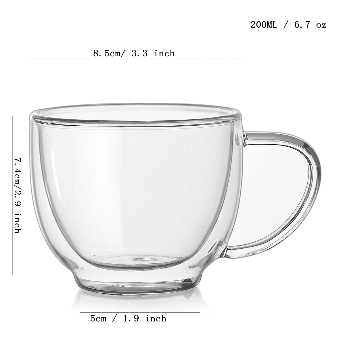 6.7oz  Clear Glass Coffe Mug 3