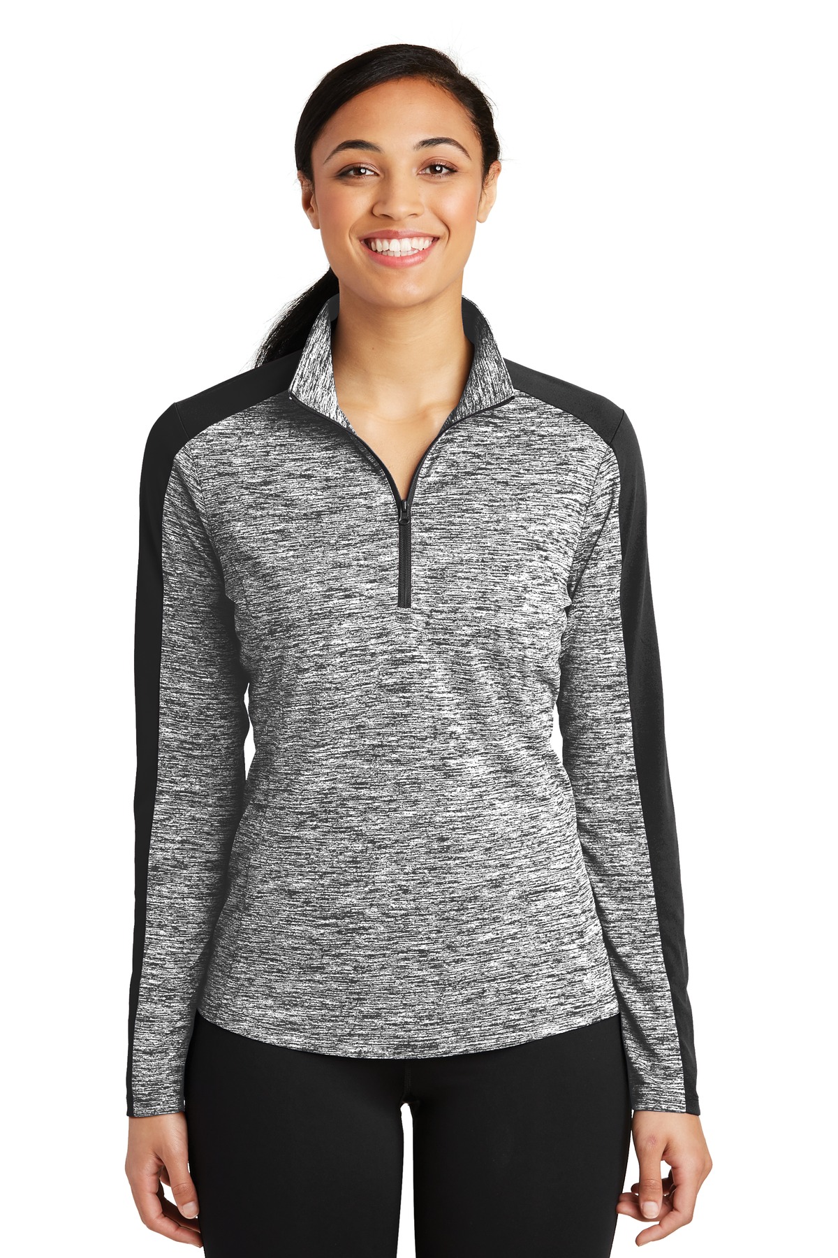 Women's PosiCharge Electric Heather Colorblock 1/4-Zip Pullover