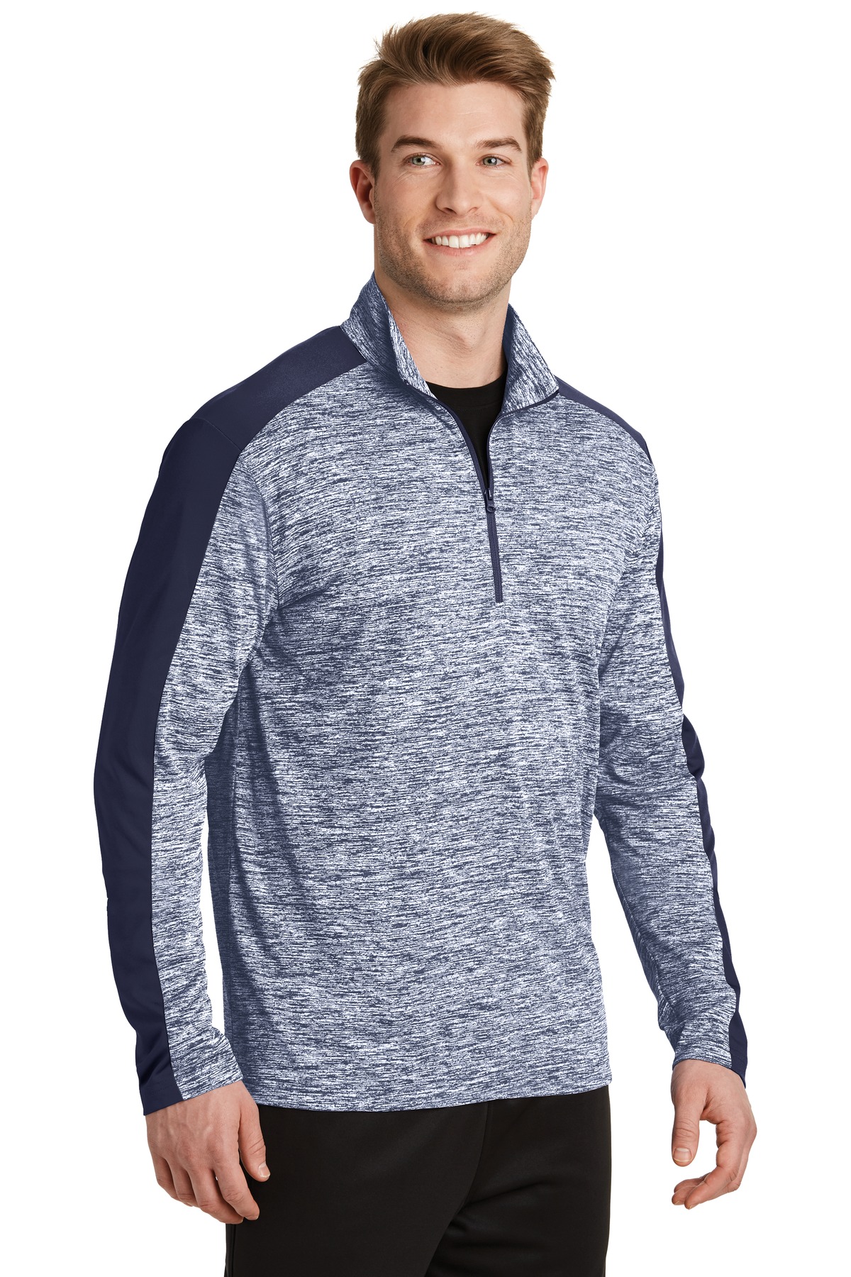 Sport-Tek PosiCharge Electric Heather Colorblock 1/4-Zip Pullover. ST397, custom hoodie or sweatshirt with logo imprint 22