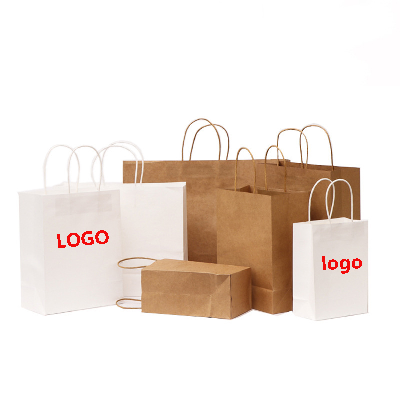 Natural/White Kraft Paper Shopper Tote Bag (Gusset 5 1/8") 3