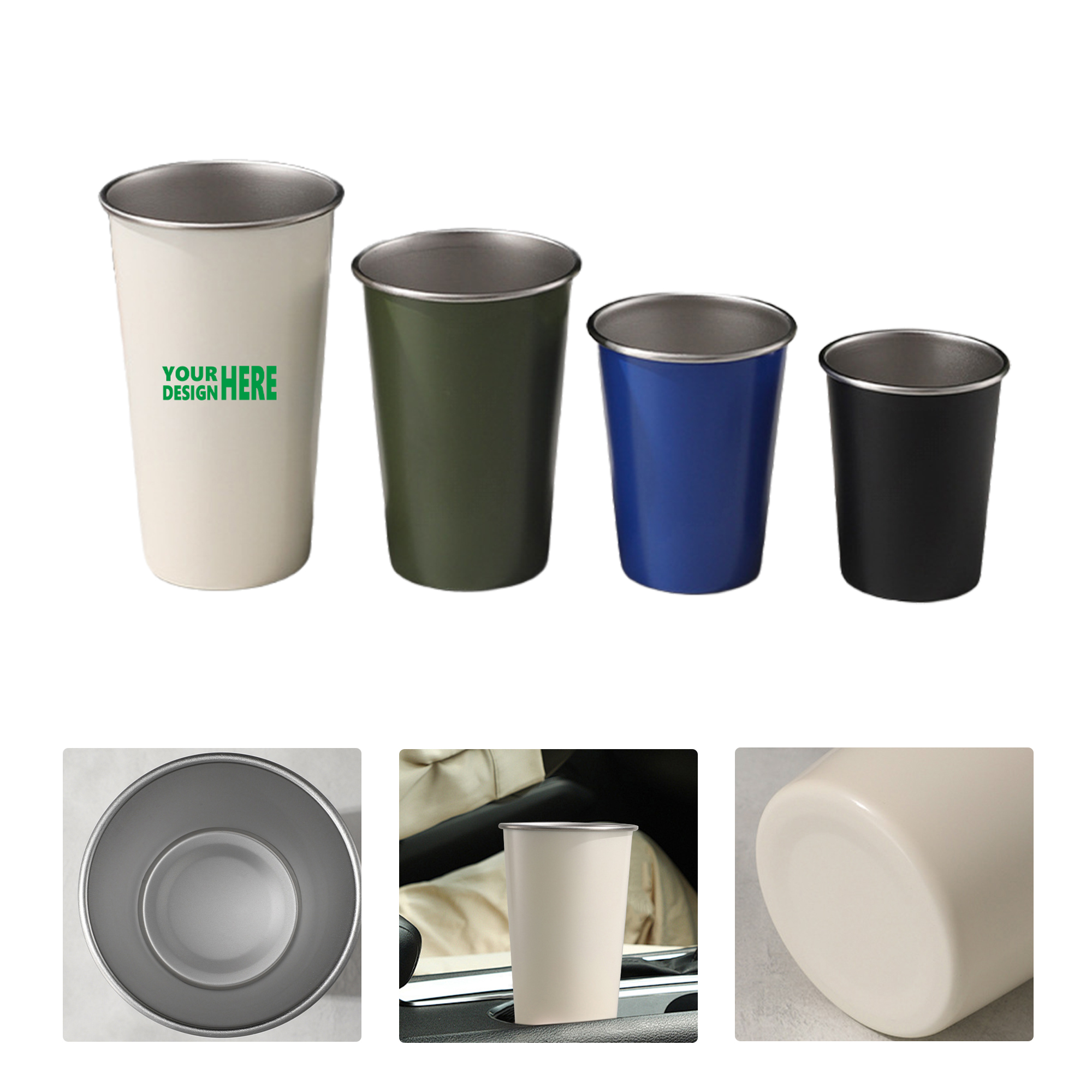MOQ 50 Stainless Steel Beer Cup Multi-Size Outdoor Camping Coffee Mug 2