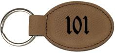 Dark Brown Oval Faux Leather Keychain 2