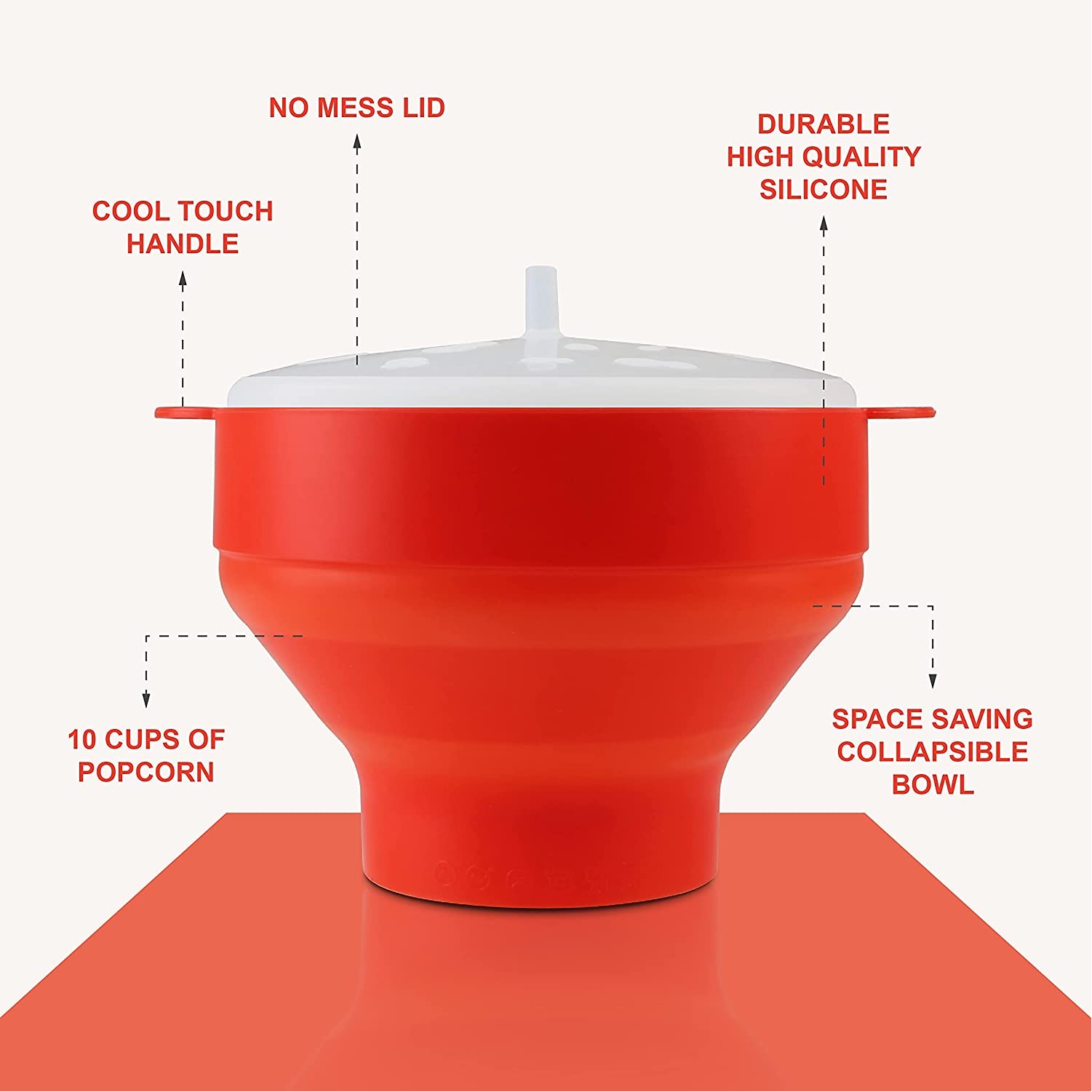 BPA Free Collapsible Silicone Microwave Popcorn Maker Bowl w/ Lid in Air Microwave 5