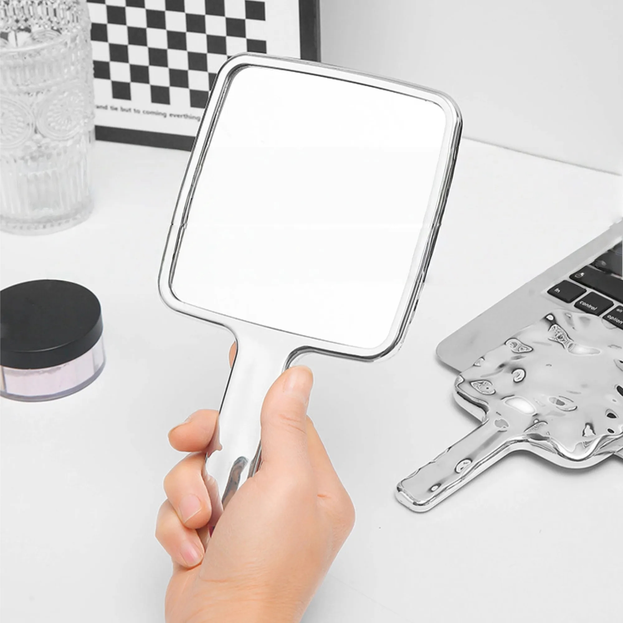 Square Handheld Mirror For Makeup Travel 4