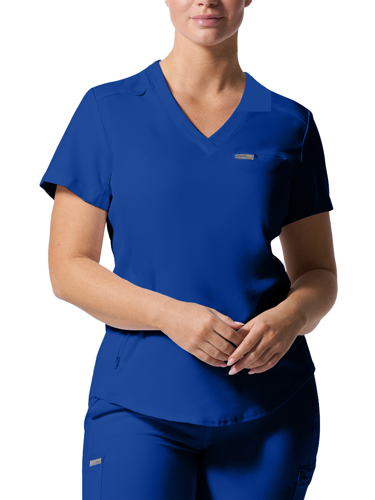 Landau - Forward - Women's Two-Pocket Shirttail Hemline V-Neck Top 7