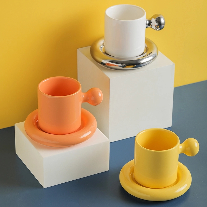 Custom 8.4 OZ. Ceramic Tea Cup Coffee Mug with Saucer Set 3
