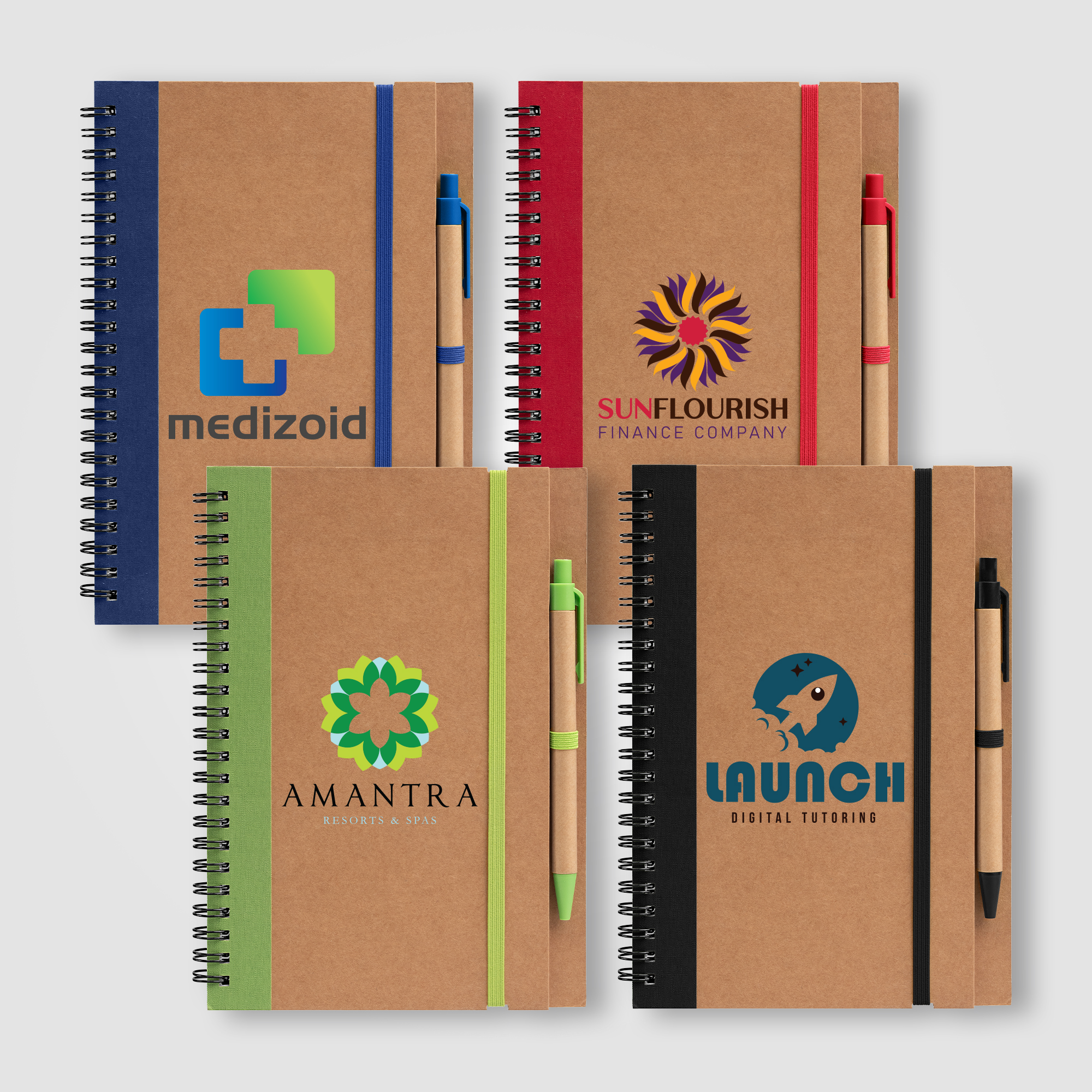 Kraft Hard Cover Spiral Notebook with Pen 4