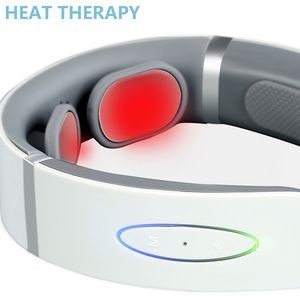 White Rechargeable Neck Massager With Electric Pulse And Magnetic Pads 8