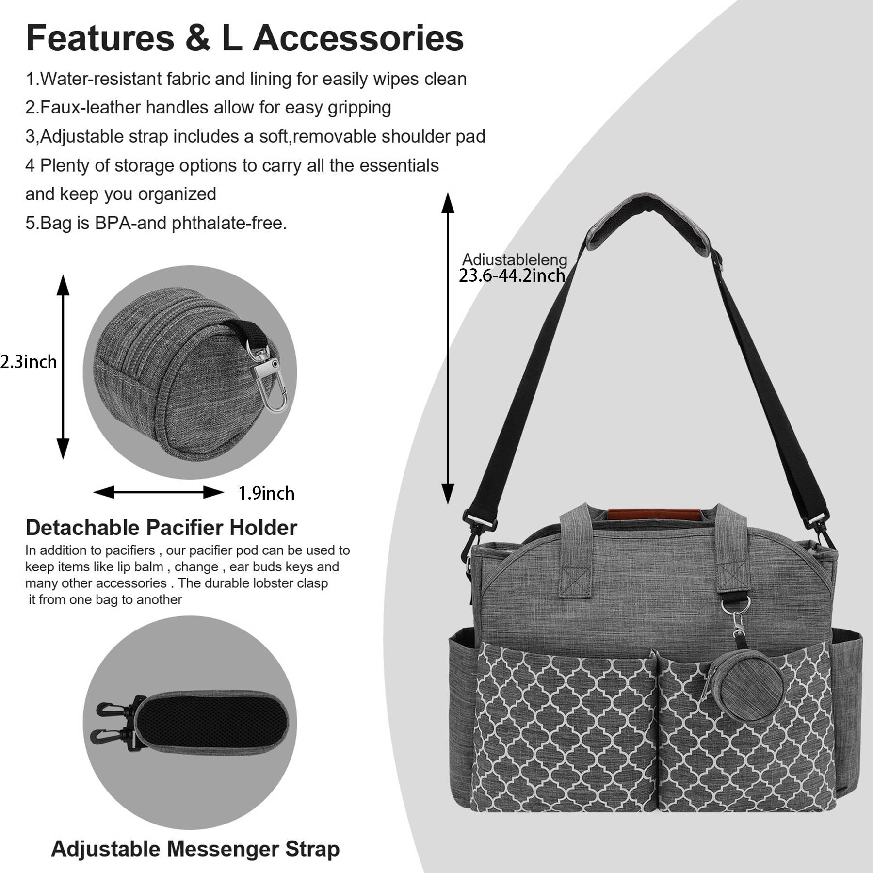 Polyester Large Capacity Diaper Tote Mommy Cross-body Bag 2